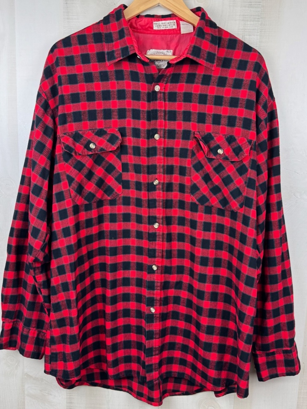 Vintage Saugatuck Dry Goods Men’s Buffalo Plaid Flannel Shirt Nylon Lined XLT